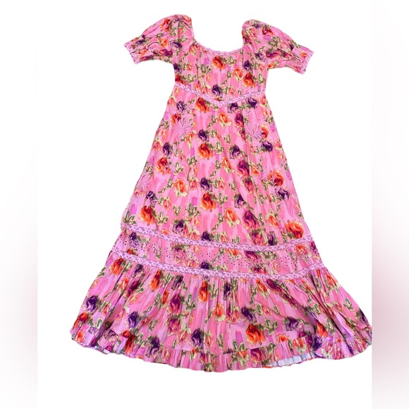 NWT LoveShackFancy Marian Embroidered Maxi Dress In Wild Pink Rose Size 8 - Picture 8 of 16